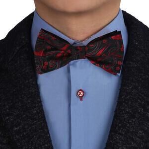 6905 Black Casual Self Tie Bow Tie Silk Self Tie Bow Ties Clip-On